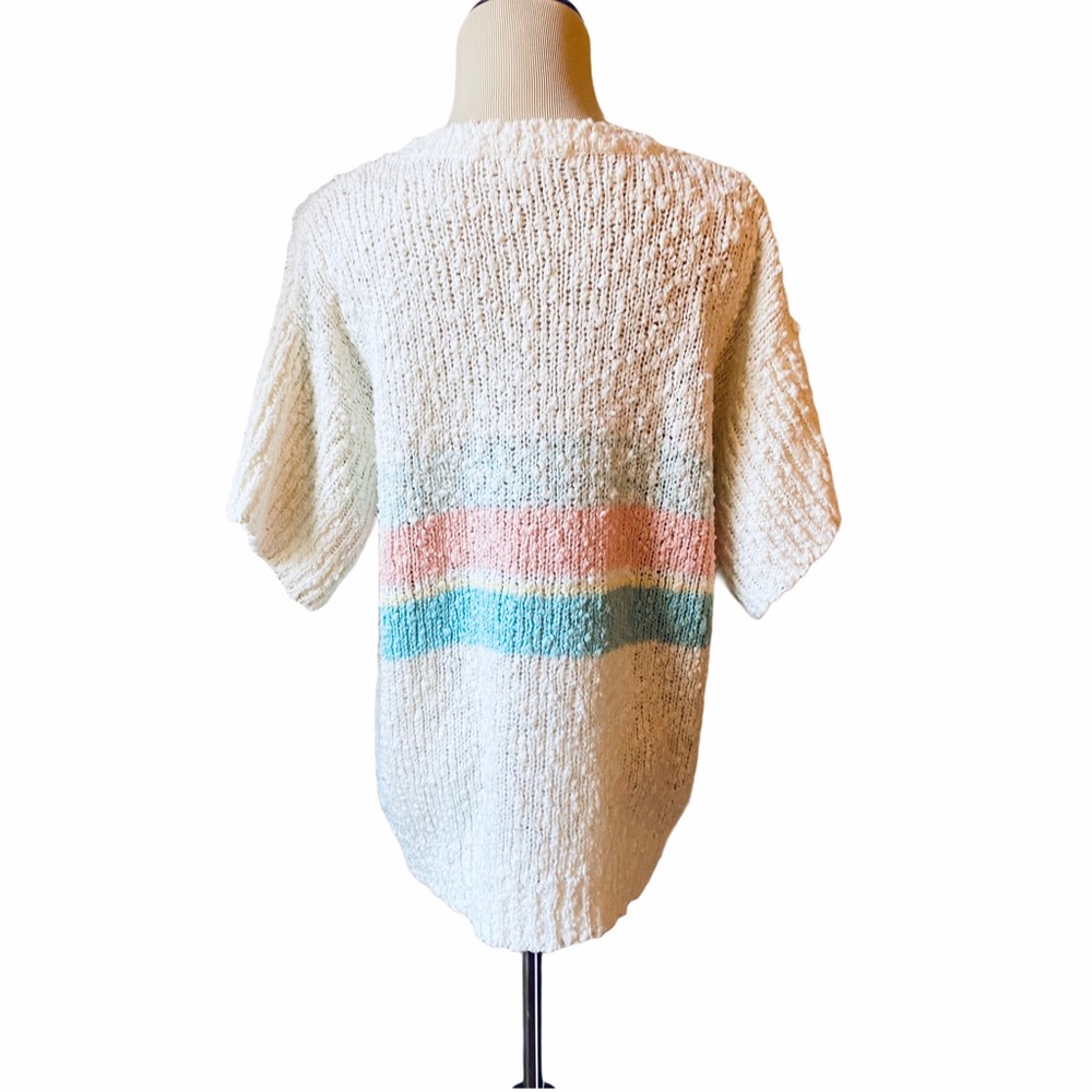 VINTAGE | Women’s Vintage Slouchy Oversized Pastel Colors Fuzzy Sweater Large - Picture 6 of 7